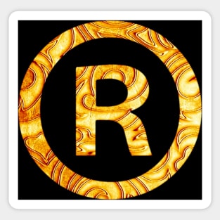 "R" Golden decorative letter-Black Sticker